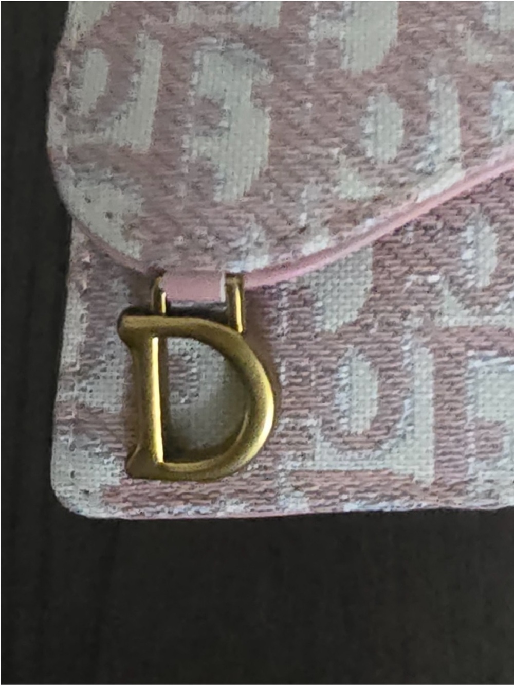 ADior Pink Monogram Canvas Card Holder with Gold 'D' Charm - Picture 6 of 6